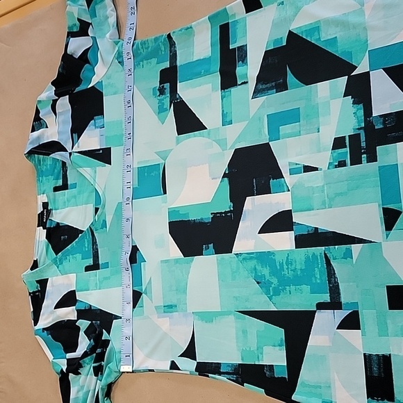 Alfani Size M Abstract Geometric Pattern Tunic w/ 3/4 Sleeves with Tie Cuffs - Picture 7 of 12